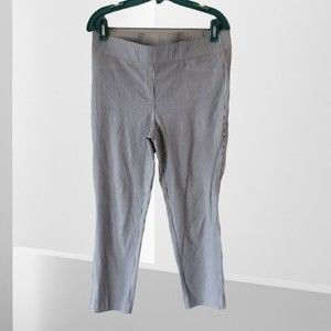 Anne Klein Pull On Skinny Leg Cropped Pants Womens Size 8 White Blue‎ Striped